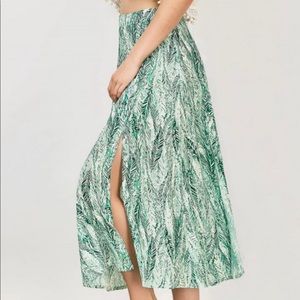 Zaful Leaf Palm Midi Maxi Flowy Skirt Size M